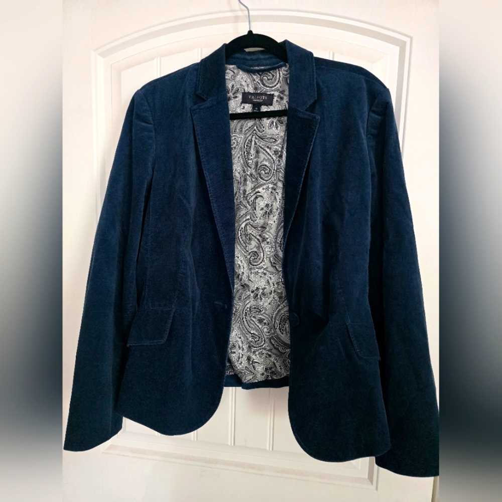 NWT Talbots Womens Velvet Single Button Blazer 16, Dark Teal